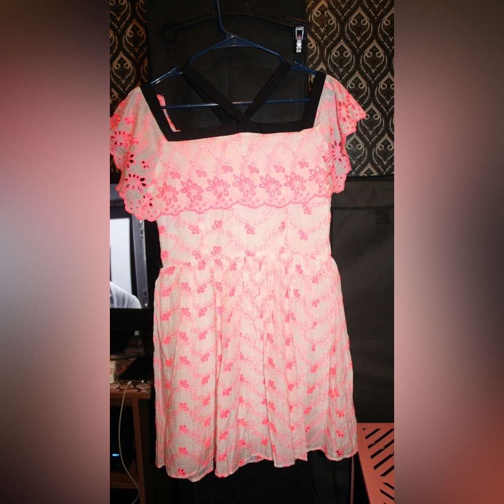 Neon Coral Floral Dress
